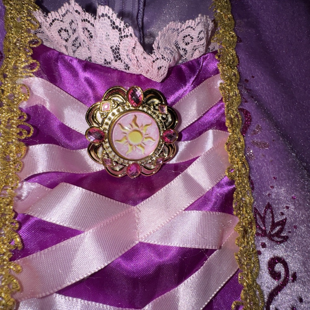 Spirit Disney Rupunzel Costume Dress Renaissance Fair Glitter Girls S 5T/6T Flaw - Picture 14 of 16